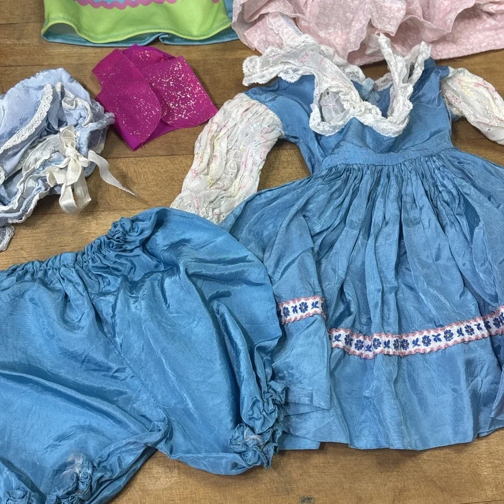 Vintage Doll Clothes Lot 11 Pc Dresses Bonnets Gowns Outfits Barbie Size Mixed
